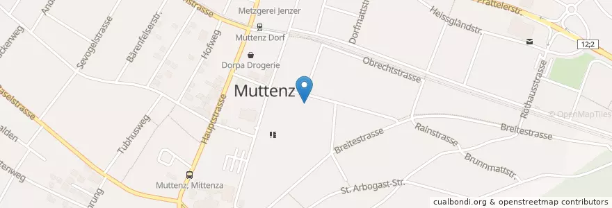 Mapa de ubicacion de Muttenz en Svizzera, Basilea Campagna, Bezirk Arlesheim, Muttenz.