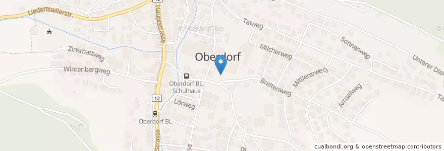 Mapa de ubicacion de Oberdorf (BL) en Svizzera, Basilea Campagna, Bezirk Waldenburg, Oberdorf (Bl).