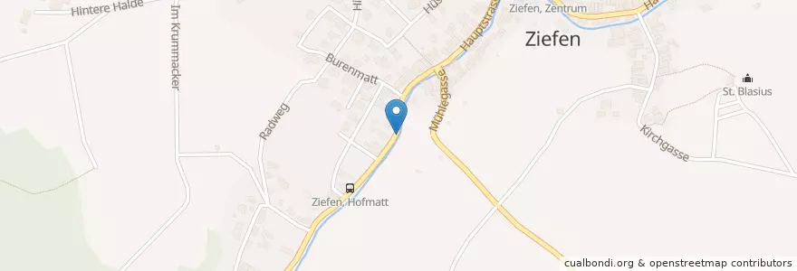 Mapa de ubicacion de Ziefen en Suiza, Basilea-Campiña, Bezirk Liestal, Ziefen.
