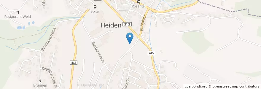 Mapa de ubicacion de Heiden en 瑞士, Appenzell Ausserrhoden, Sankt Gallen, Vorderland, Heiden.
