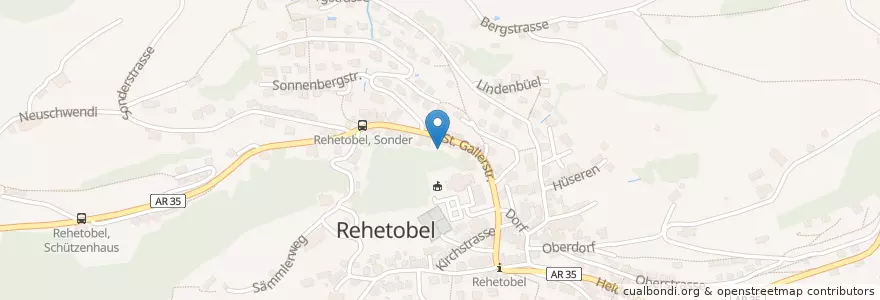 Mapa de ubicacion de Rehetobel en Suíça, Appenzell Ausserrhoden, Sankt Gallen, Vorderland, Rehetobel.