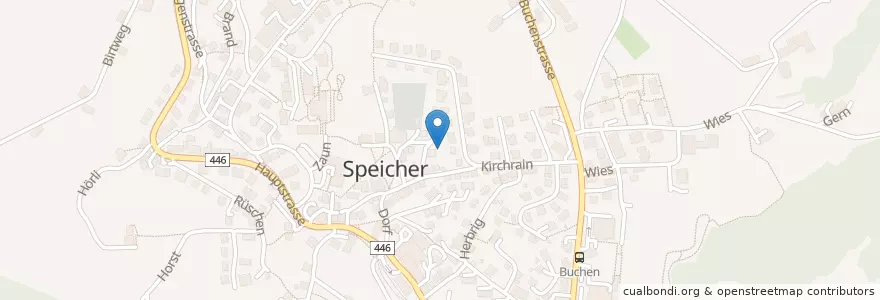 Mapa de ubicacion de Speicher en Zwitserland, Appenzell Ausserrhoden, Sankt Gallen, Mittelland, Speicher.