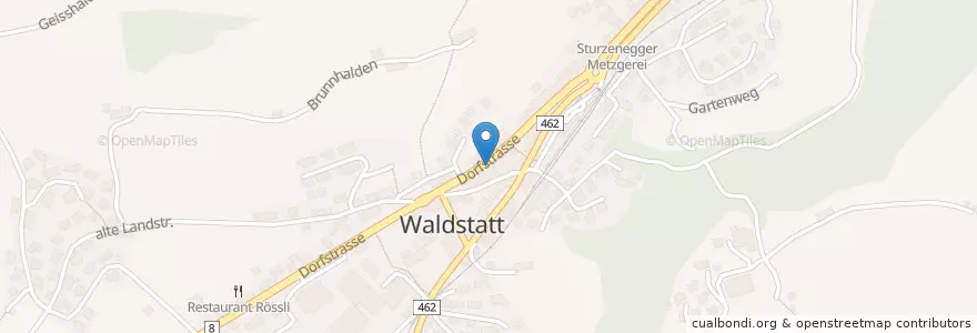 Mapa de ubicacion de Waldstatt en Zwitserland, Appenzell Ausserrhoden, Sankt Gallen, Hinterland, Waldstatt.