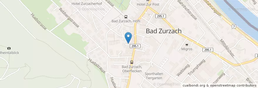 Mapa de ubicacion de Bad Zurzach en Zwitserland, Aargau, Bezirk Zurzach, Bad Zurzach.