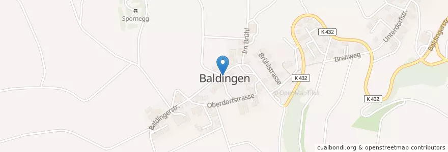 Mapa de ubicacion de Baldingen en Svizzera, Argovia, Bezirk Zurzach, Baldingen.