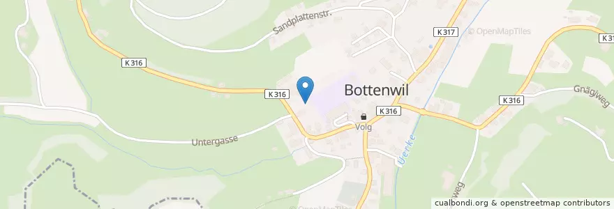 Mapa de ubicacion de Bottenwil en Suiza, Aargau, Bezirk Zofingen, Bottenwil.