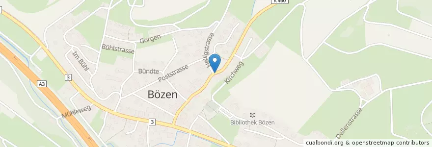Mapa de ubicacion de Bözen en Switzerland, Aargau, Bezirk Brugg, Bözen.