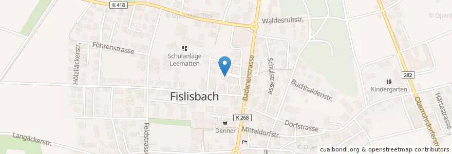 Mapa de ubicacion de Fislisbach en 瑞士, Aargau, Bezirk Baden, Fislisbach.