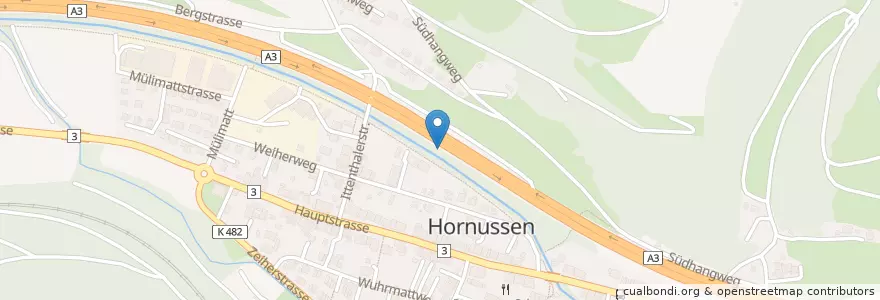 Mapa de ubicacion de Hornussen en Schweiz, Aargau, Bezirk Laufenburg, Hornussen.