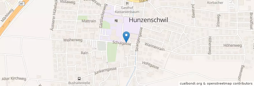 Mapa de ubicacion de Hunzenschwil en 스위스, Aargau, Bezirk Lenzburg, Hunzenschwil.