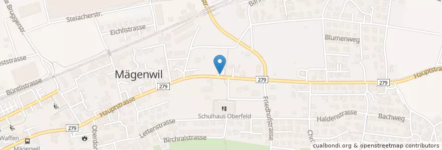 Mapa de ubicacion de Mägenwil en 스위스, Aargau, Bezirk Baden, Mägenwil.