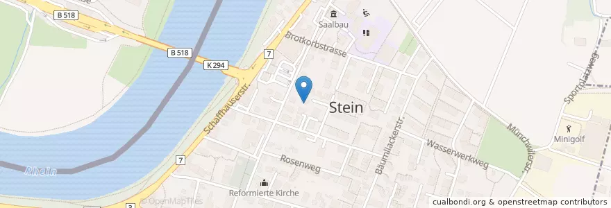 Mapa de ubicacion de Stein en Zwitserland, Aargau, Bezirk Rheinfelden, Stein.