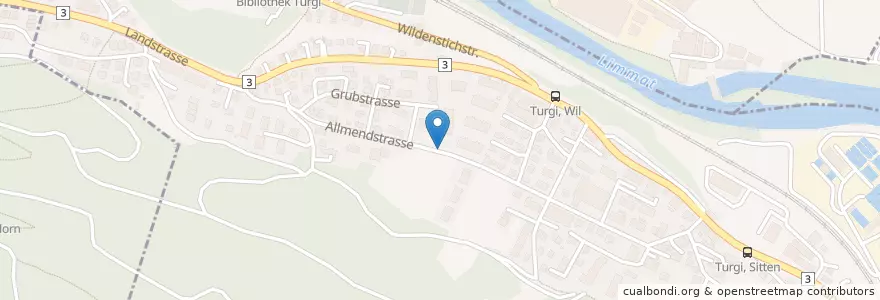 Mapa de ubicacion de Turgi en سويسرا, Aargau, Bezirk Baden, Turgi.