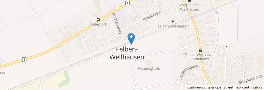 Mapa de ubicacion de Felben-Wellhausen en 瑞士, Thurgau, Bezirk Frauenfeld, Felben-Wellhausen.