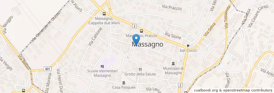 Mapa de ubicacion de Massagno en Suíça, Tessino, Distretto Di Lugano, Circolo Di Vezia, Circolo Di Lugano Ovest, Massagno.