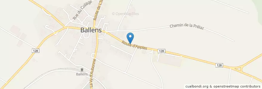 Mapa de ubicacion de Ballens en Швейцария, Во, District De Morges, Ballens.