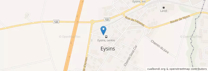 Mapa de ubicacion de Eysins en Suiza, Valdia, District De Nyon, Eysins.
