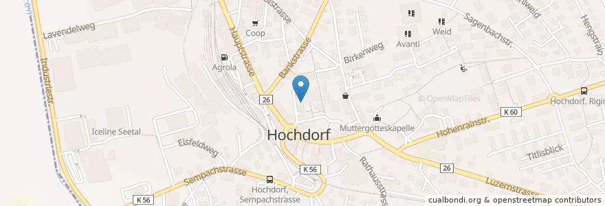 Mapa de ubicacion de Regionalbibliothek Hochdorf en Schweiz/Suisse/Svizzera/Svizra, Luzern, Hochdorf.