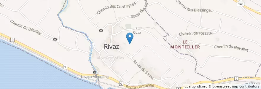 Mapa de ubicacion de Rivaz en Suiza, Valdia, District De Lavaux-Oron, Rivaz.