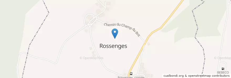 Mapa de ubicacion de Rossenges en Switzerland, Vaud, District De La Broye-Vully, Moudon, Rossenges.