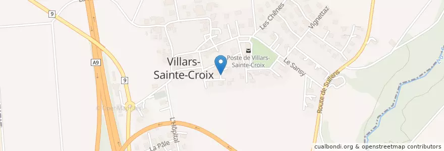 Mapa de ubicacion de Villars-Sainte-Croix en Zwitserland, Waadland, District De L'Ouest Lausannois, Villars-Sainte-Croix.