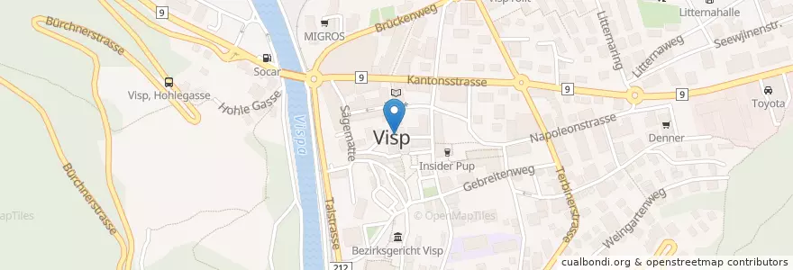 Mapa de ubicacion de Visp en 스위스, Valais/Wallis, Visp, Visp.