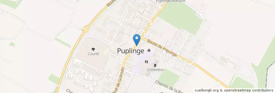 Mapa de ubicacion de Puplinge en Zwitserland, Genève, Genève, Puplinge.