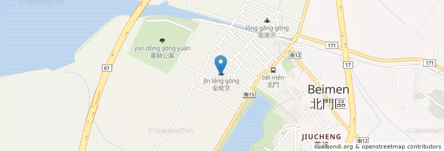 Mapa de ubicacion de 金稜宮 en تايوان, تاينان, 北門區.