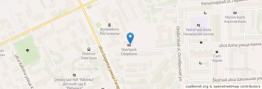 Mapa de ubicacion de Сбербанк en ロシア, 沿ヴォルガ連邦管区, キーロフ州, ヴャーツキエ・ポリャーヌィ管区.