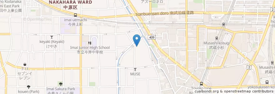 Mapa de ubicacion de 大乗院 en Japão, 神奈川県, 川崎市, 中原区.