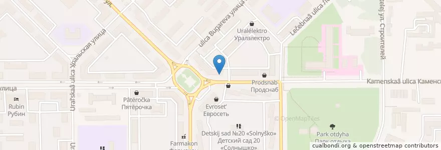 Mapa de ubicacion de Sberbank en Russia, Ural Federal District, Sverdlovsk Oblast, Южный Управленческий Округ, Kamensky District, Городской Округ Каменск-Уральский.