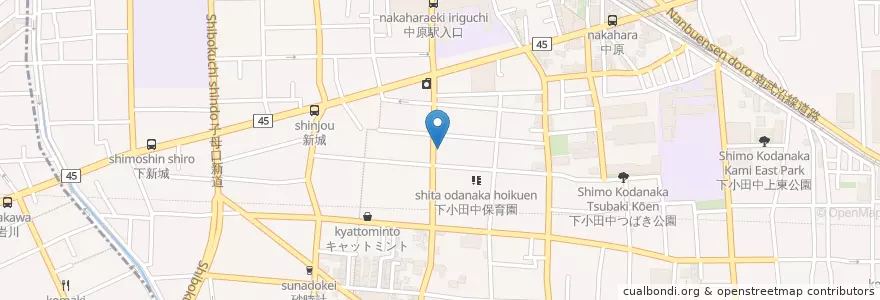 Mapa de ubicacion de たちばな歯科医院 en اليابان, كاناغاوا, 川崎市, 中原区.