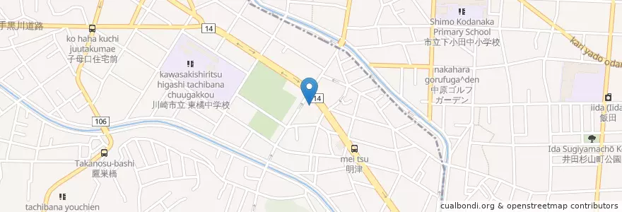 Mapa de ubicacion de 七五三鮨 en Japan, Präfektur Kanagawa, 川崎市, 中原区.
