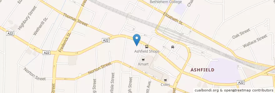 Mapa de ubicacion de Ashfield Presbyterian Church en Australie, Nouvelle Galles Du Sud, Inner West Council, Sydney.