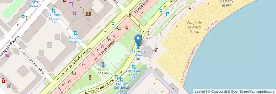 Mapa de ubicacion de 169 - Avda. Litoral 40 en スペイン, カタルーニャ州, Barcelona, バルサルネス, Barcelona.