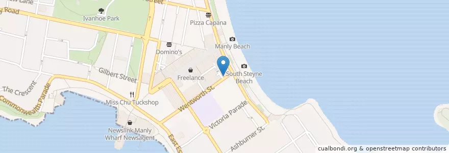 Mapa de ubicacion de Manly Fish Market en Austrália, Nova Gales Do Sul, Sydney, Northern Beaches Council.