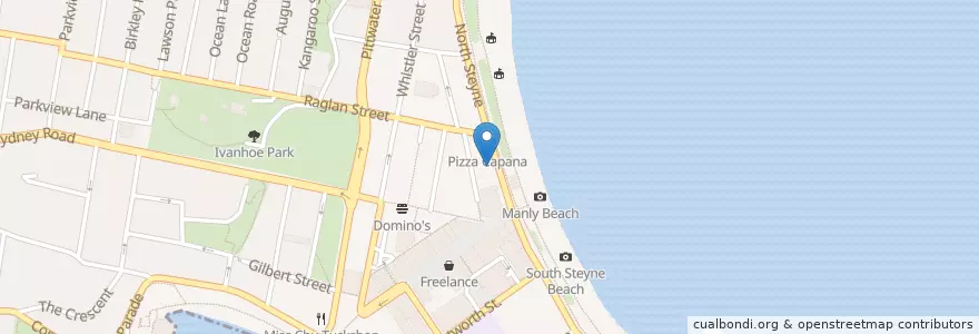 Mapa de ubicacion de Hemingway's Manly en Austrália, Nova Gales Do Sul, Sydney, Northern Beaches Council.