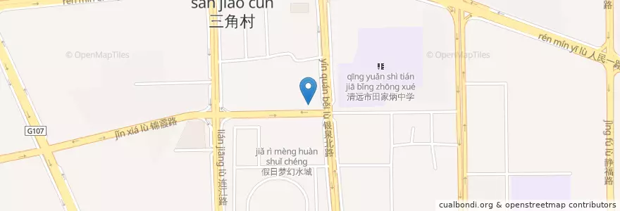 Mapa de ubicacion de 清远市邮政局 en Çin, Guangdong, 清远市 (Qingyuan), 清城区 (Qingcheng), 洲心街办.
