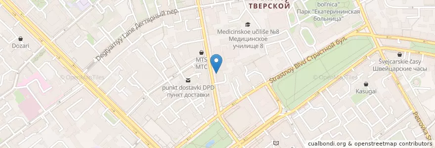 Mapa de ubicacion de Шоколадница en Rusland, Centraal Federaal District, Moskou, Центральный Административный Округ, Тверской Район.