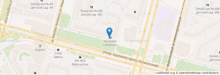 Mapa de ubicacion de Sberbank en Russia, Northwestern Federal District, Leningrad Oblast, Saint Petersburg, Приморский Район, Округ Озеро Долгое.