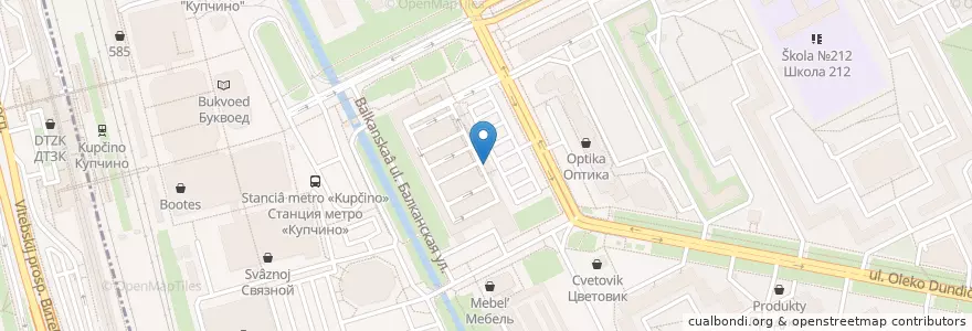 Mapa de ubicacion de Сбербанк en Rusland, Северо-Западный Федеральный Округ, Oblast Leningrad, Sint-Petersburg, Фрунзенский Район, Балканский Округ.