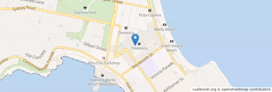 Mapa de ubicacion de Manly Pharmacy en Australie, Nouvelle Galles Du Sud, Sydney, Northern Beaches Council.