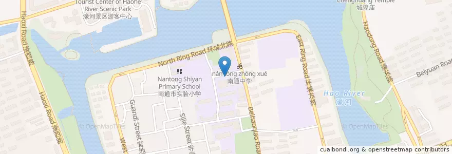 Mapa de ubicacion de 江苏省南通中学 en 中国, 南通市, 崇川区, 和平桥街道.