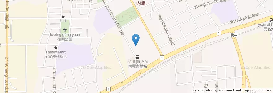 Mapa de ubicacion de Starbucks Coffee en 台湾, 桃園市, 中壢区.