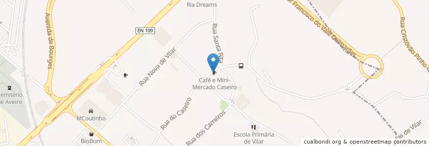 Mapa de ubicacion de Café e Mini-Mercado Caseiro en Portogallo, Aveiro, Centro, Baixo Vouga, Aveiro, Glória E Vera Cruz.