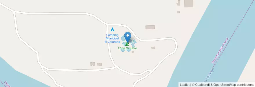 Mapa de ubicacion de 17 de Octubre en Аргентина, Формоса, Departamento Pirané, Municipio De El Colorado.