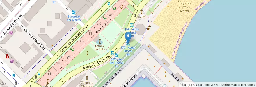 Mapa de ubicacion de 170 - Avda. Litoral 40 en Испания, Каталония, Барселона, Барселонес, Барселона.