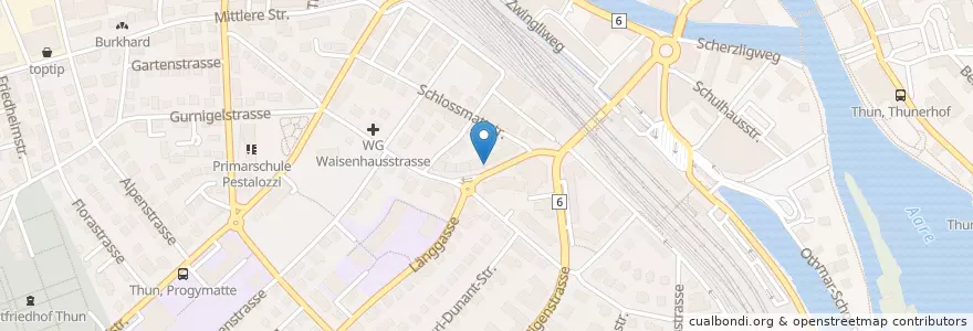 Mapa de ubicacion de LuxPizza Kurier en Zwitserland, Bern/Berne, Verwaltungsregion Oberland, Verwaltungskreis Thun, Thun.