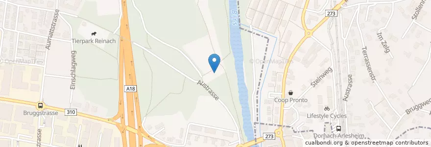 Mapa de ubicacion de Feuerstelle, Einschlag en Schweiz/Suisse/Svizzera/Svizra, Basel-Landschaft, Bezirk Arlesheim, Reinach.