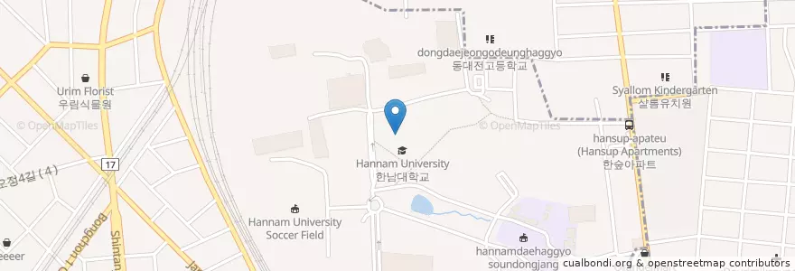 Mapa de ubicacion de Hannam University Post Office en Güney Kore, 대전, 대덕구.